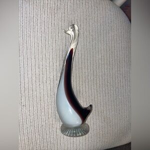 RARE☀️MURANO‎ WHITE HAND BLOWN GLASS SWAN 9”TALL PAPERWEIGHT
